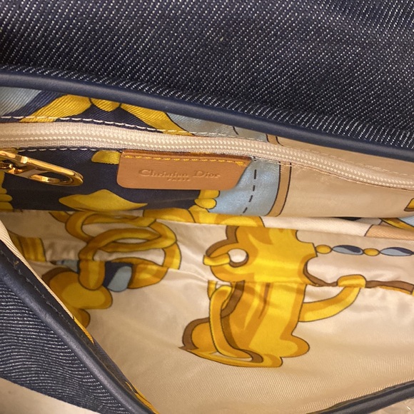 Dior saddle bag vintage in blue jeans with brown strap authentic shoulder bag - Picture 9 of 11